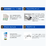 トイレ、アルミブランケット、アルコールジェル、マルチツール