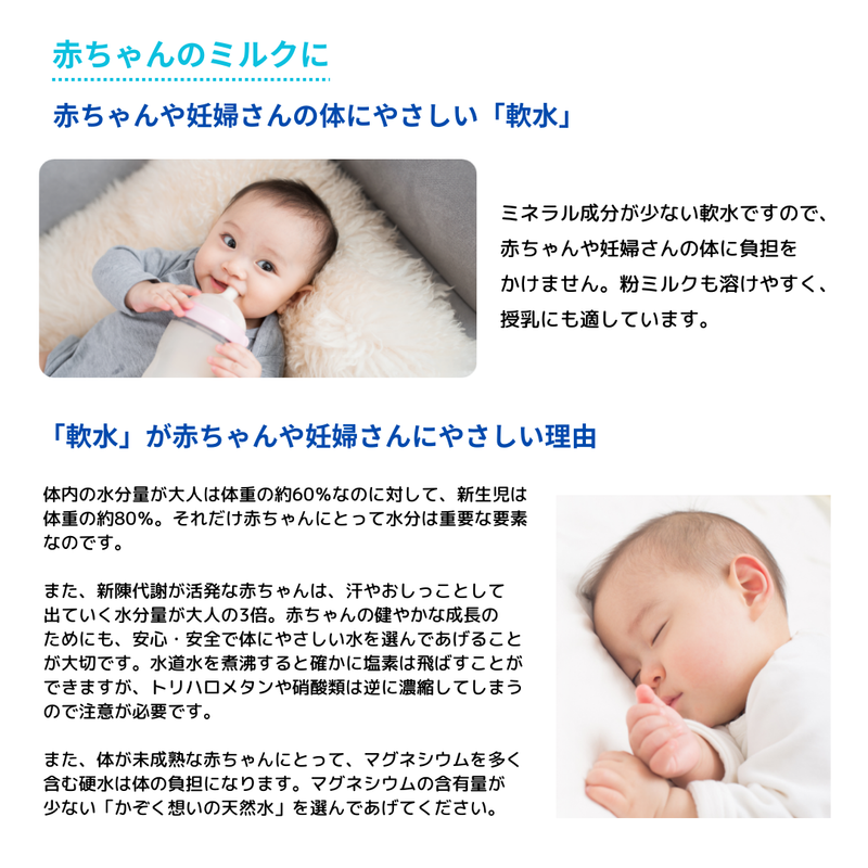 赤ちゃんや妊婦さんの体にやさしい軟水