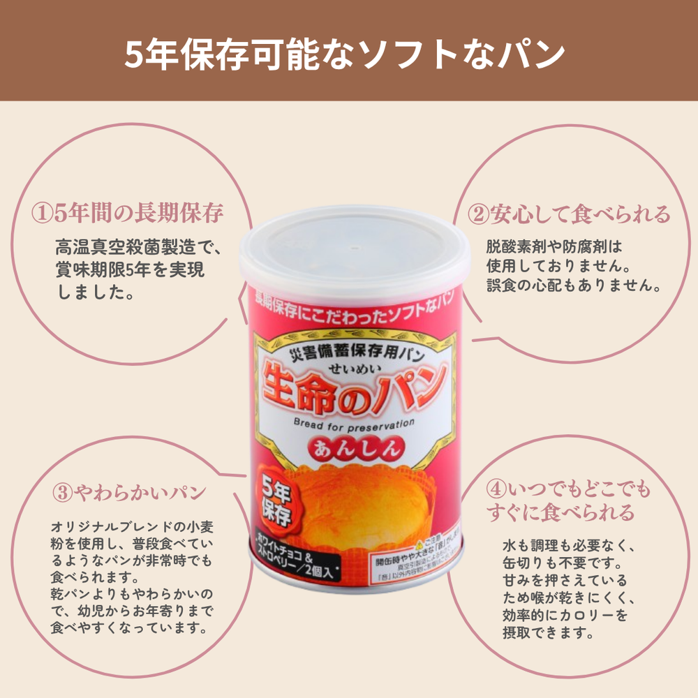 5年保存】生命のパン あんしん ホワイトチョコ＆ストロベリー（1ケース