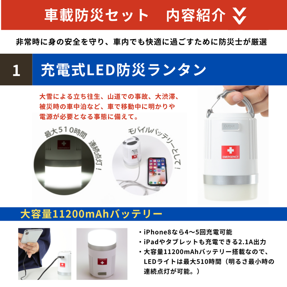 車内に常備】車載防災セット 1セット – 防災グッズ.COM