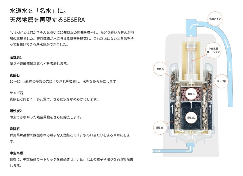 浄水器 蛇口直結型 SESERA 大容量タイプ フェーズフリー浄水器 日本製 セセラ 高性能