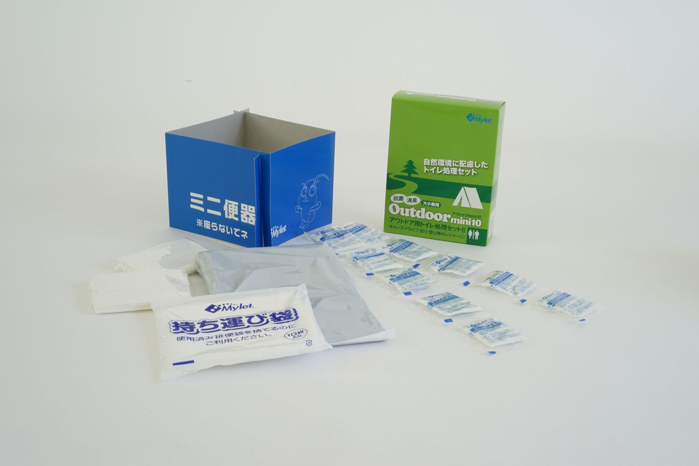 サッと使える携帯トイレ 10枚入り　10個セット 携帯トイレセット 防災グッズ(トイレチェア/凝固剤10個/トイレ用袋10枚